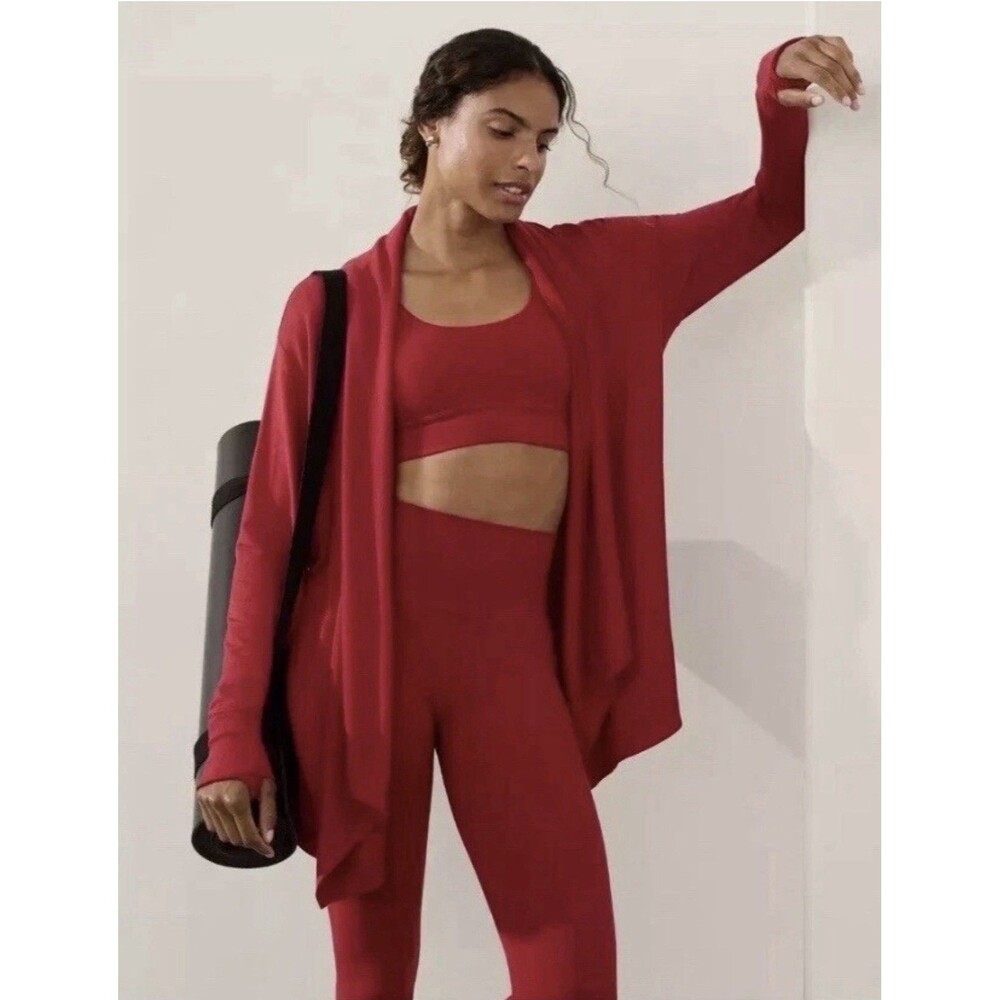 Athleta Pranayama Restore Wrap Red Sz 2X Layering Athleisure Drapey